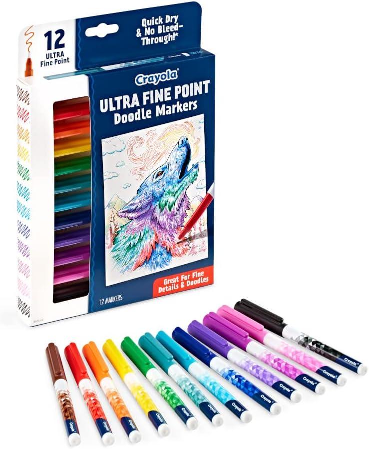 Crayola Dual Chisel Tip & Brush Markers (12ct), Markers for Adults, Art Marker Set, Coloring Supplies, Gifts for Teens & Adults(Ultra Fine Point)