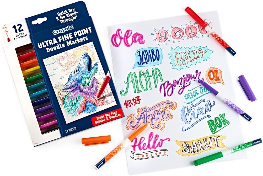 Crayola Dual Chisel Tip & Brush Markers (12ct), Markers for Adults, Art Marker Set, Coloring Supplies, Gifts for Teens & Adults(Ultra Fine Point)