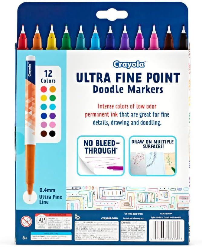 Crayola Dual Chisel Tip & Brush Markers (12ct), Markers for Adults, Art Marker Set, Coloring Supplies, Gifts for Teens & Adults(Ultra Fine Point)