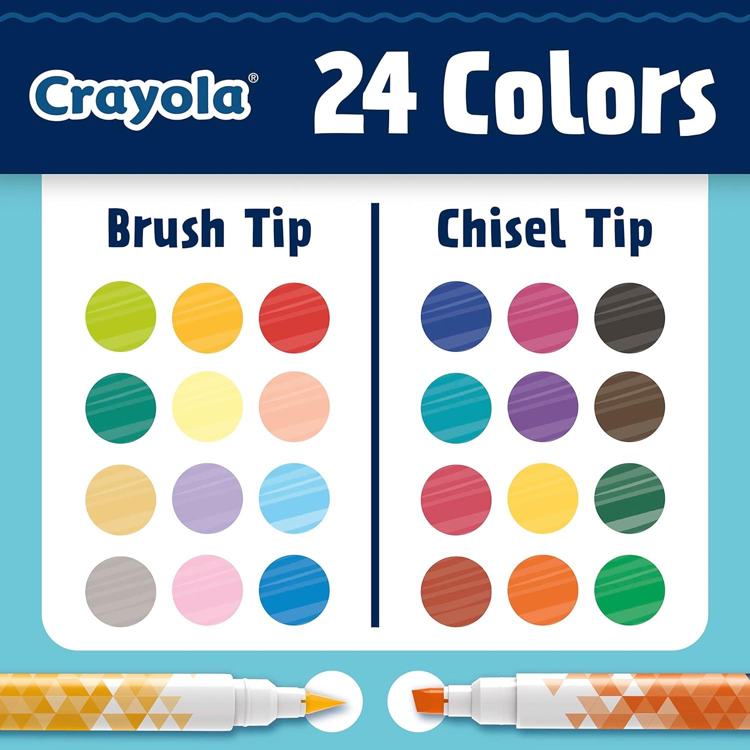 Crayola Dual Chisel Tip & Brush Markers (12ct), Markers for Adults, Art Marker Set, Coloring Supplies, Gifts for Teens & Adults(Dual-Ended)