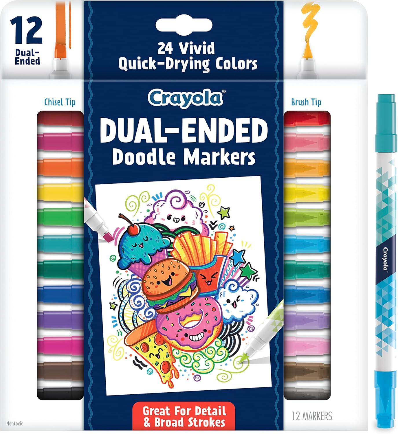 Crayola Dual Chisel Tip & Brush Markers (12ct), Markers for Adults, Art Marker Set, Coloring Supplies, Gifts for Teens & Adults(Dual-Ended)