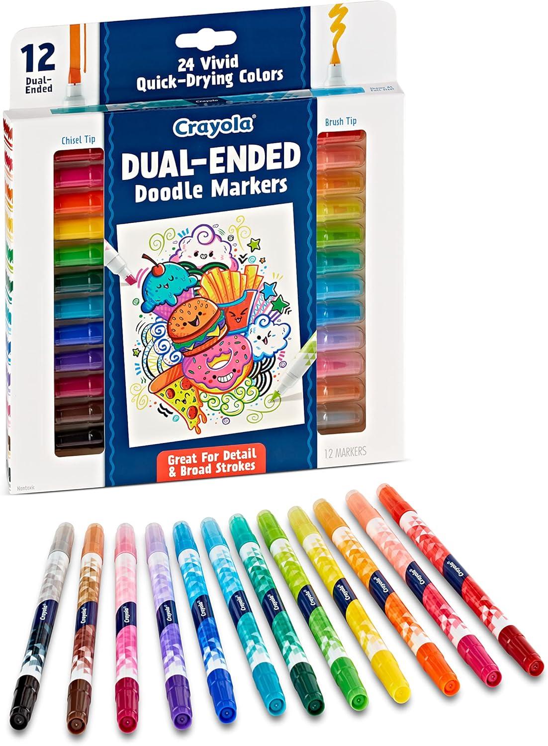 Crayola Dual Chisel Tip & Brush Markers (12ct), Markers for Adults, Art Marker Set, Coloring Supplies, Gifts for Teens & Adults(Dual-Ended)