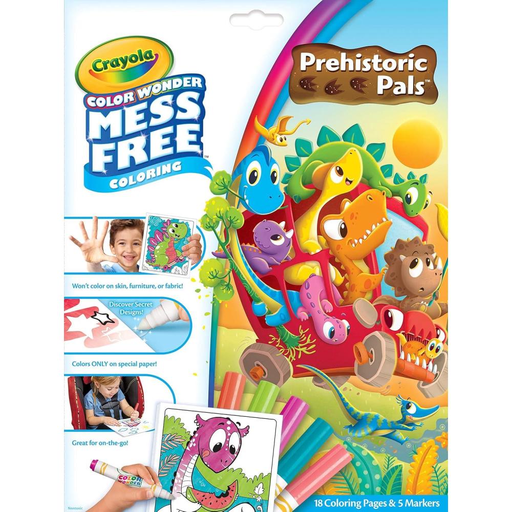 Crayola Color Wonder Prehistoric Pals, Dinosaur Coloring Pages, Mess Free Coloring for Toddlers, Dinosaur Toys, Toddler Travel Activity & Gifts(Prehistoric Pals)