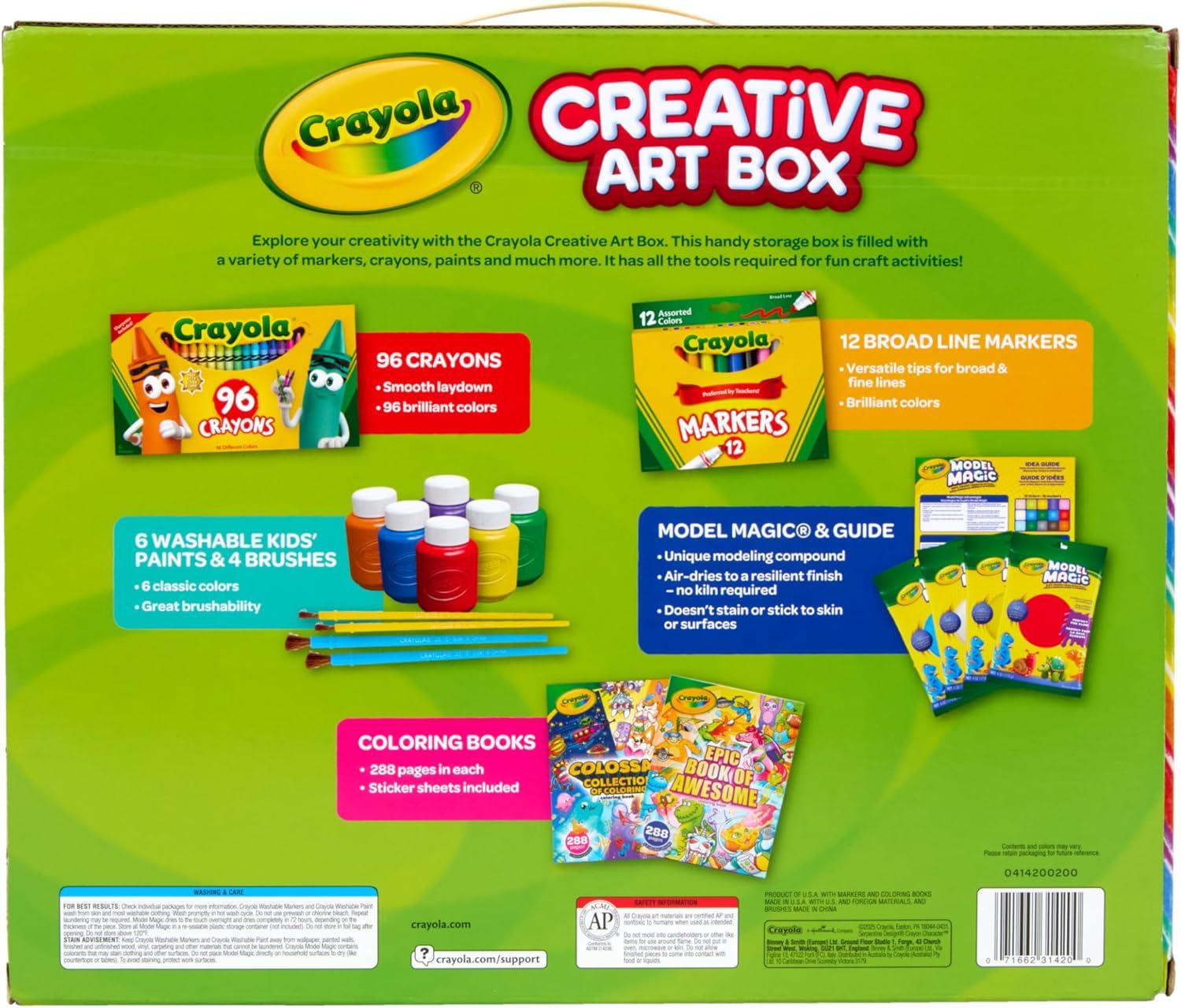 Crayola Art Set for Kids (125pcs), Art Supplies Kit with Giant Coloring Books, Washable Paints, Markers & Storage Box, Holiday & Christmas Gift for Kids, Ages 5+ [Amazon Exclusive]