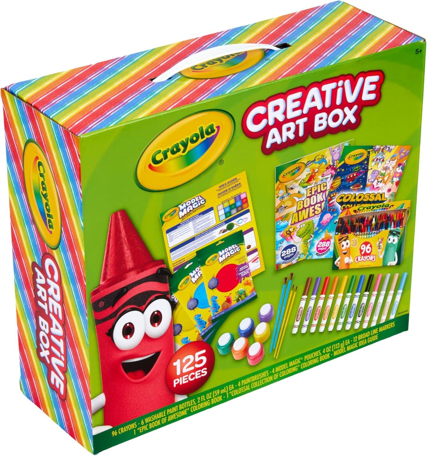 Crayola Art Set for Kids (125pcs), Art Supplies Kit with Giant Coloring Books, Washable Paints, Markers & Storage Box, Holiday & Christmas Gift for Kids, Ages 5+ [Amazon Exclusive]