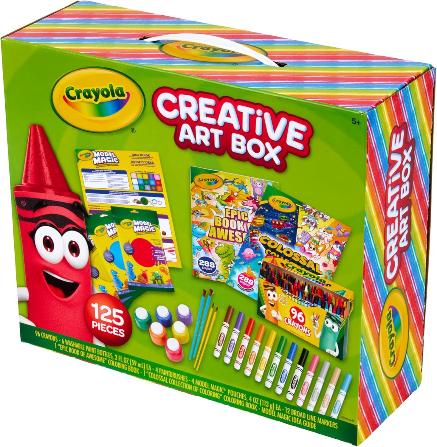Crayola Art Set for Kids (125pcs), Art Supplies Kit with Giant Coloring Books, Washable Paints, Markers & Storage Box, Holiday & Christmas Gift for Kids, Ages 5+ [Amazon Exclusive]