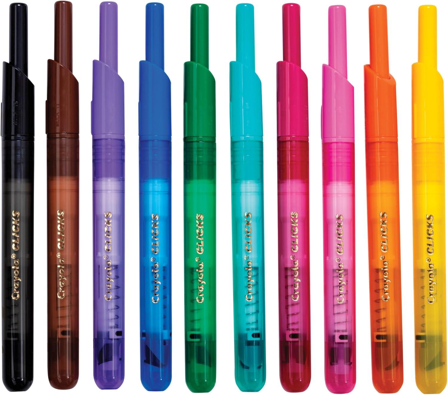 Crayola Clicks Retractable Markers – Bold (10ct), Stocking Stuffers for Kids & Toddlers, Christmas Gifts for Grandkids, No Dry Washable Markers for Kids(Classics)
