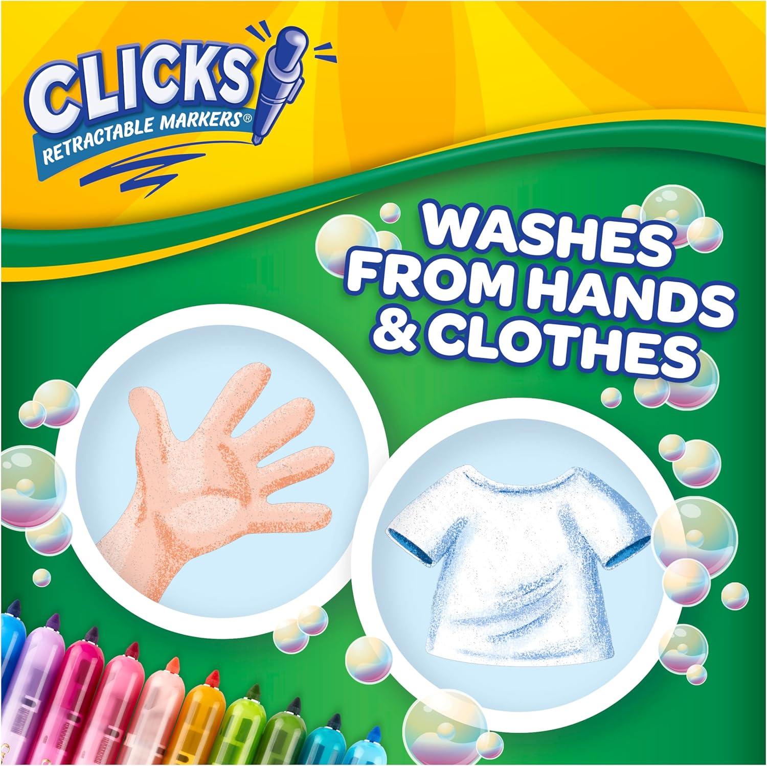 Crayola Clicks Retractable Markers – Bold (10ct), Stocking Stuffers for Kids & Toddlers, Christmas Gifts for Grandkids, No Dry Washable Markers for Kids(Classics)