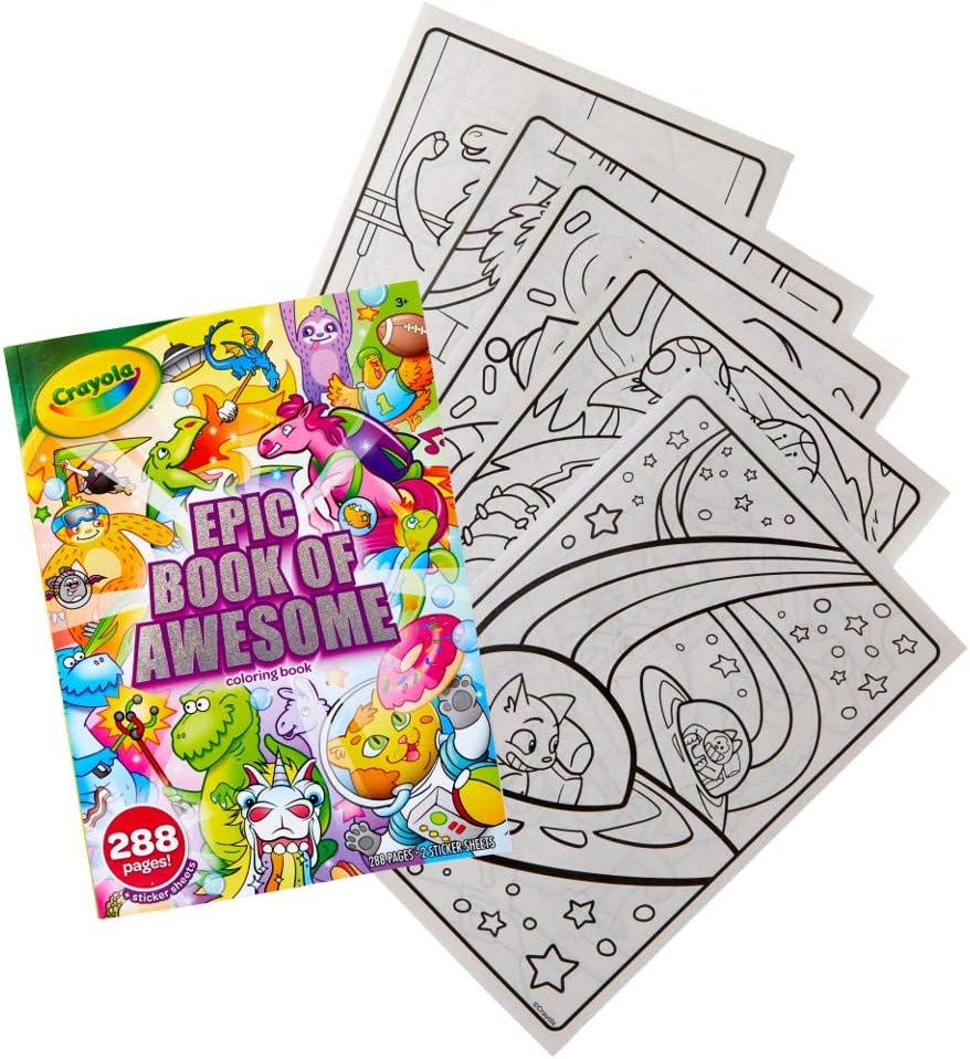 Crayola Epic Book of Awesome (288 Pages), Kids Coloring Book Activity Set, Animal Coloring Pages, Holiday Gift for Kids, 3+(Epic Book of Awesome)