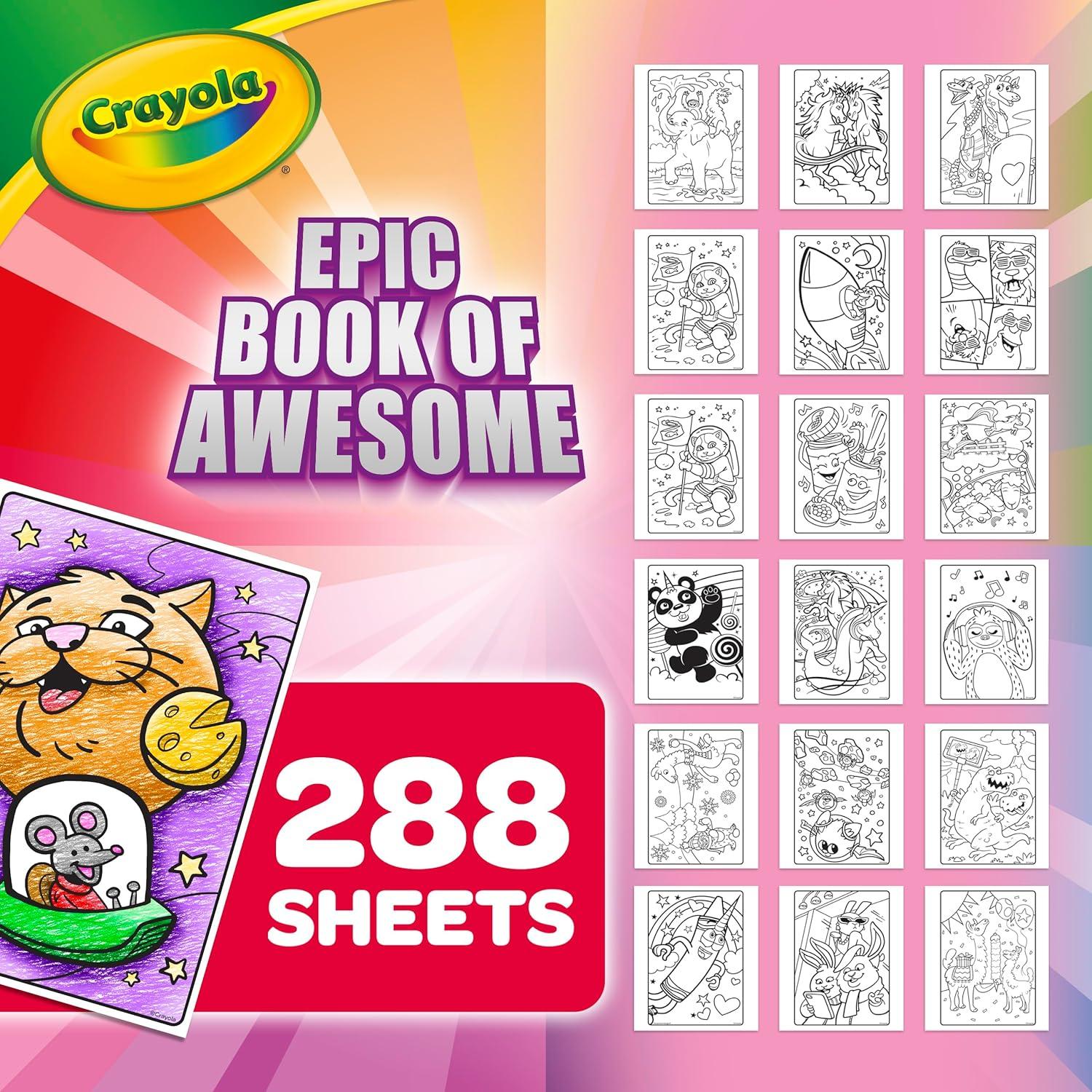 Crayola Epic Book of Awesome (288 Pages), Kids Coloring Book Activity Set, Animal Coloring Pages, Holiday Gift for Kids, 3+(Epic Book of Awesome)