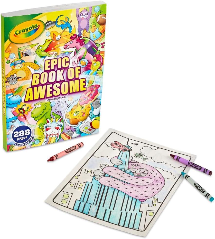 Crayola Epic Book of Awesome (288 Pages), Kids Coloring Book Activity Set, Animal Coloring Pages, Holiday Gift for Kids, 3+(Epic Book of Awesome)