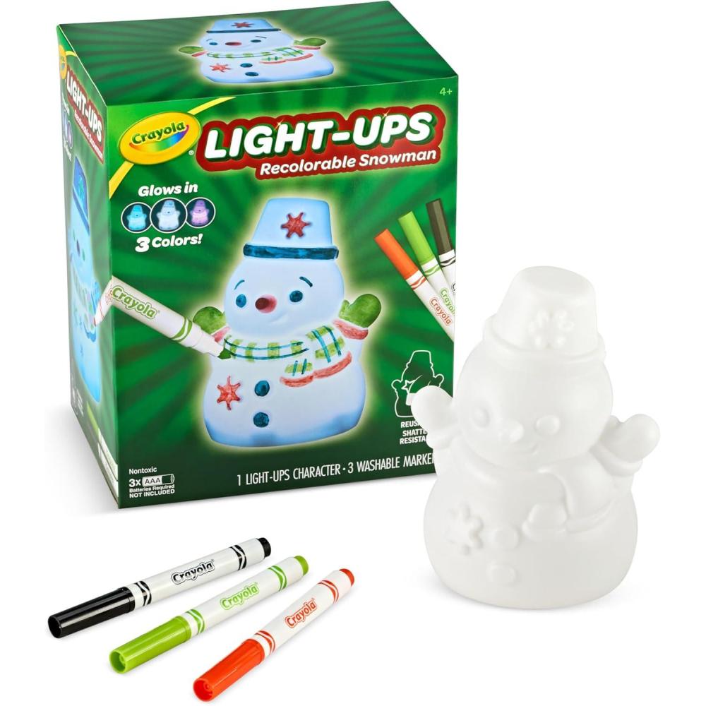 Crayola Light Ups Reindeer, Recolorable Light Up Toy for Kids, Reindeer Decor, Glow in the Dark, Holiday Gift for Kids, Ages 4+(Snowman)