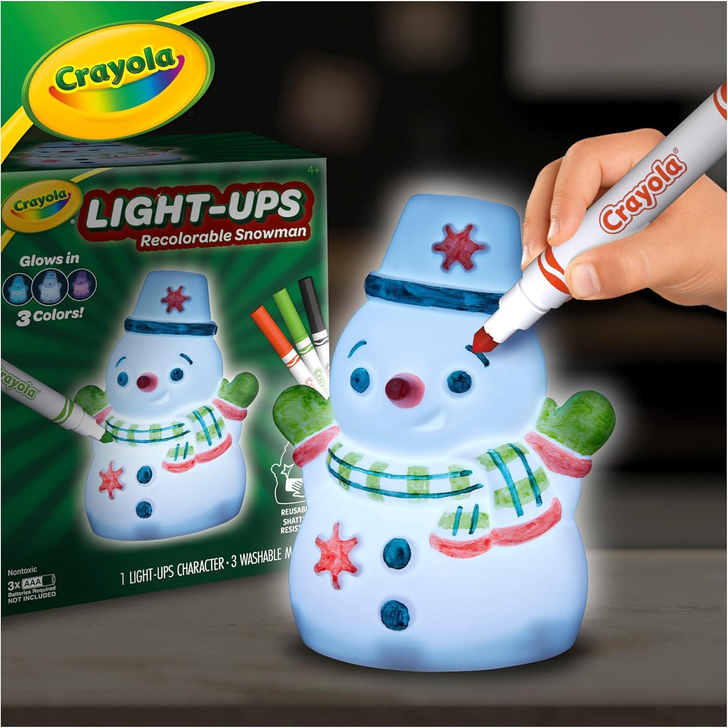 Crayola Light Ups Reindeer, Recolorable Light Up Toy for Kids, Reindeer Decor, Glow in the Dark, Holiday Gift for Kids, Ages 4+(Snowman)