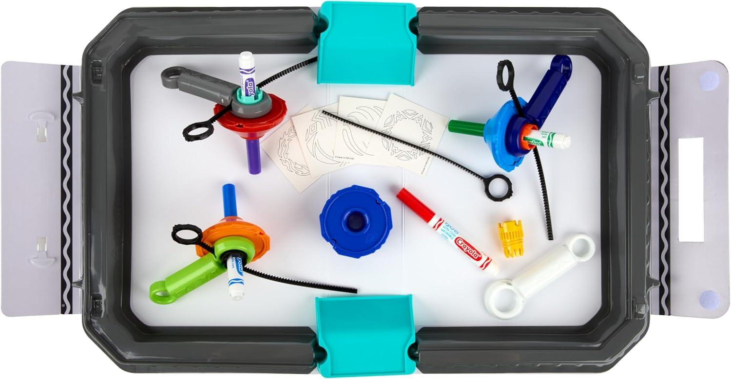 Crayola Colourwhirls Battle Arena Art Game, DIY Gyro Spin Art Toy, 4 Battling Spinning Top Toys, Birthday, Holiday for Kids, Ages 6+