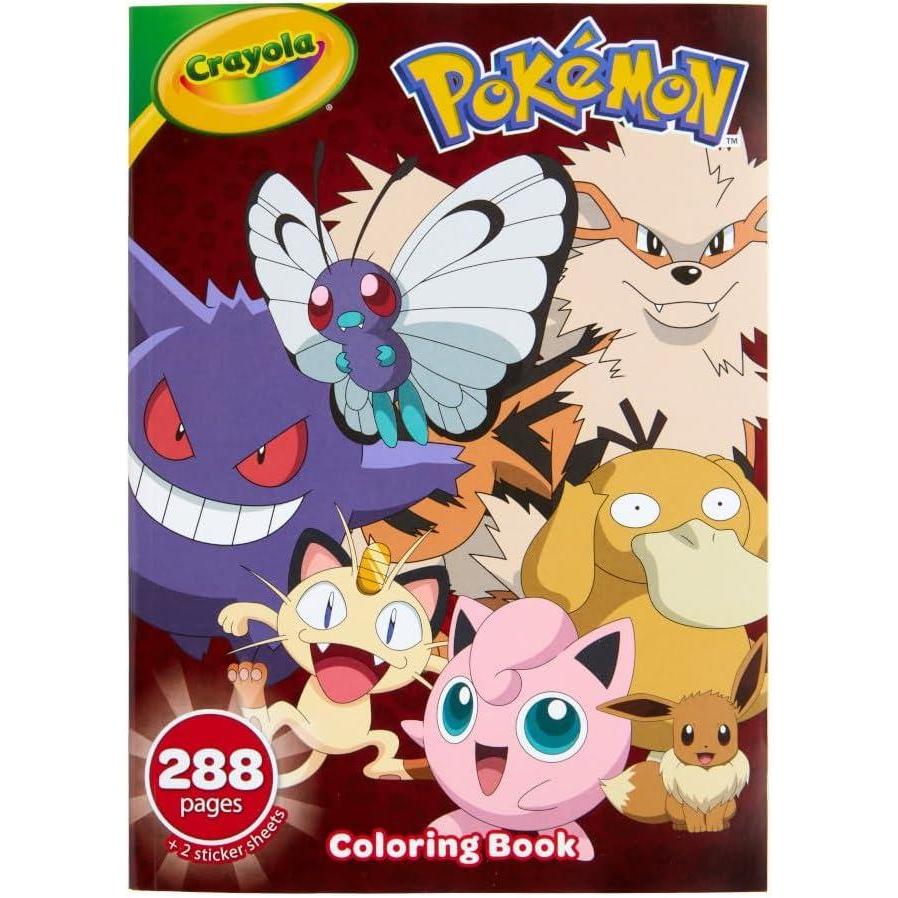 Crayola Giant Pokemon Coloring Book (288 Pages), 2 Sticker Sheets, Coloring Book for Kids & Adults, Travel Activity, Pokemon Gift for Kids, 3+