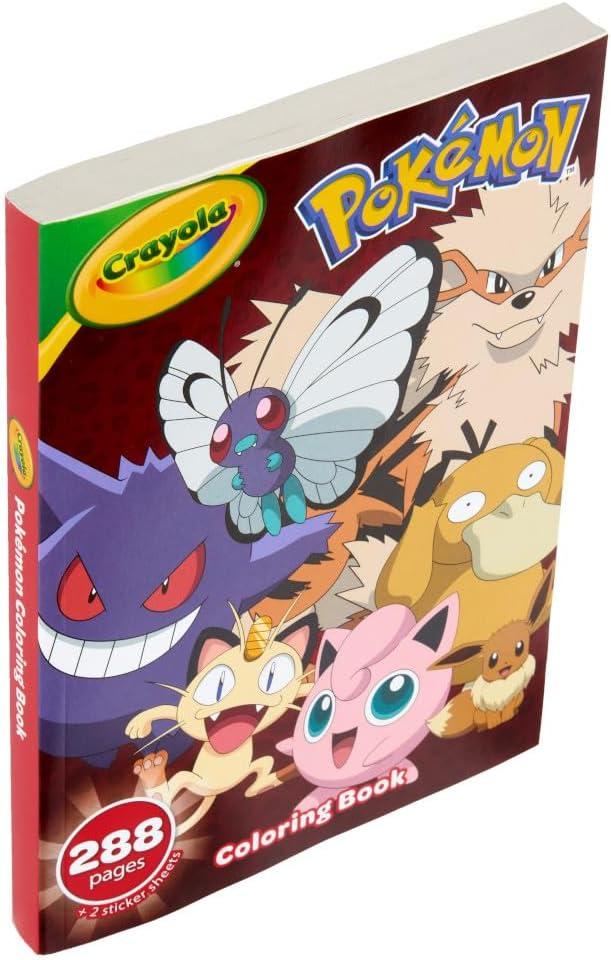 Crayola Giant Pokemon Coloring Book (288 Pages), 2 Sticker Sheets, Coloring Book for Kids & Adults, Travel Activity, Pokemon Gift for Kids, 3+