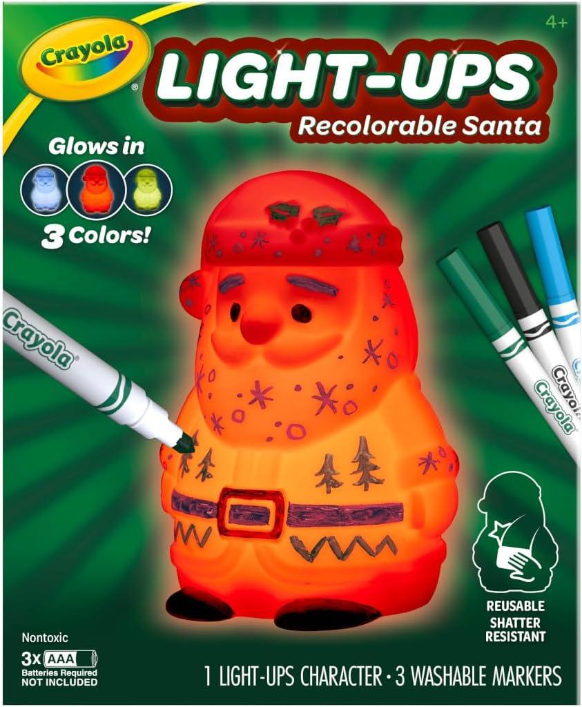 Crayola Light Ups Reindeer, Recolorable Light Up Toy for Kids, Reindeer Decor, Glow in the Dark, Holiday Gift for Kids, Ages 4+(Santa)