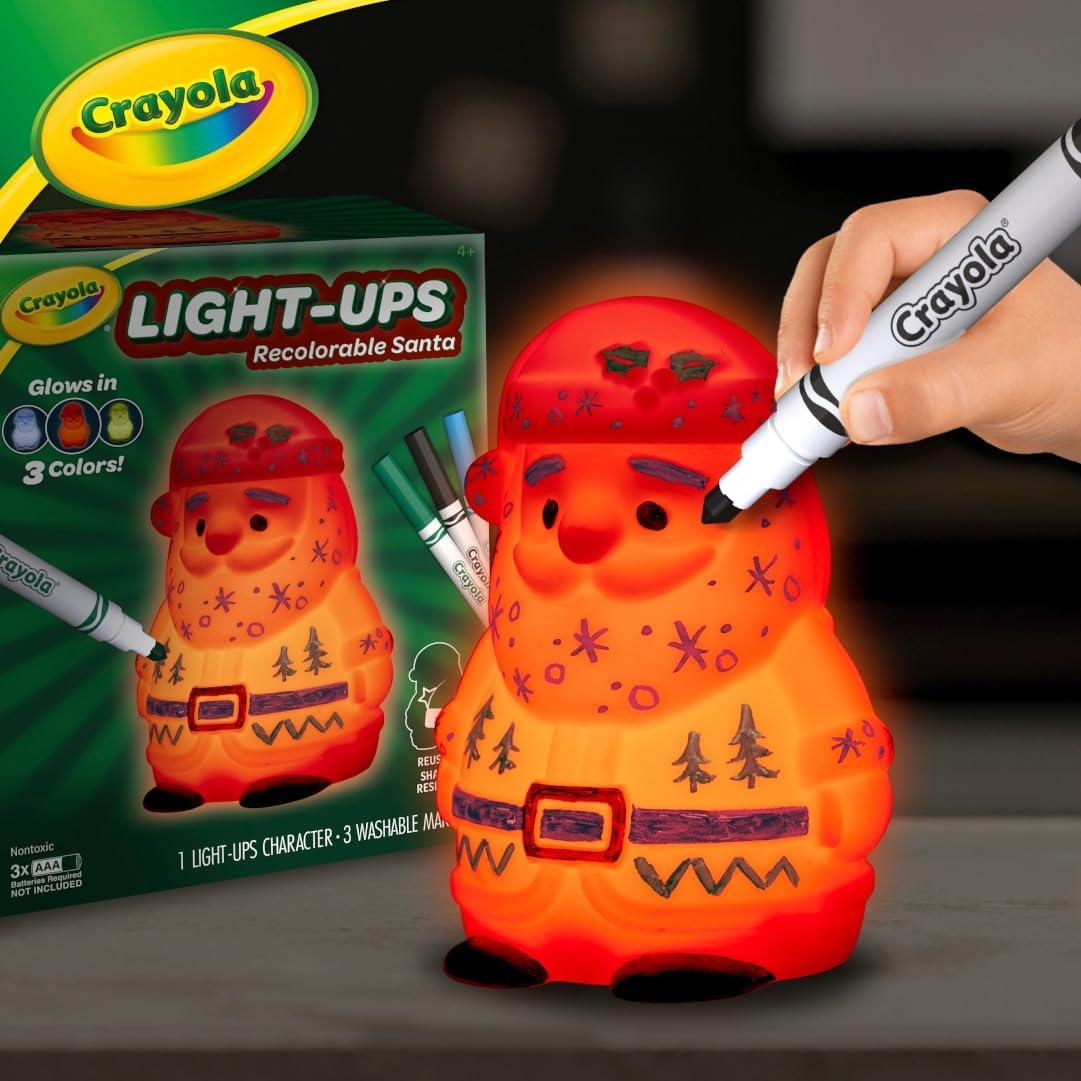 Crayola Light Ups Reindeer, Recolorable Light Up Toy for Kids, Reindeer Decor, Glow in the Dark, Holiday Gift for Kids, Ages 4+(Santa)