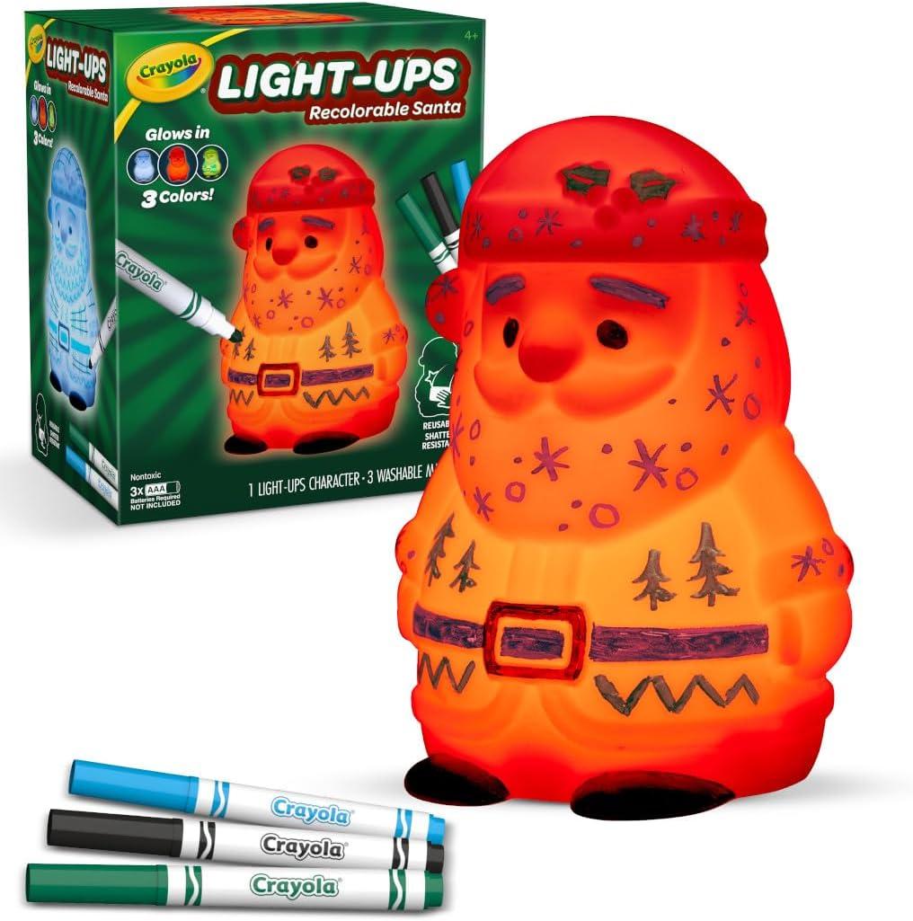 Crayola Light Ups Reindeer, Recolorable Light Up Toy for Kids, Reindeer Decor, Glow in the Dark, Holiday Gift for Kids, Ages 4+(Santa)