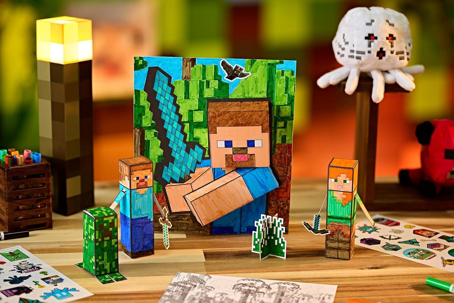 Crayola Minecraft POPs 3D Art Kit for Kids, Create 3D Characters, Coloring Activity Set with Markers & Stickers, Minecraft Toys, Gift for Boys & Girls