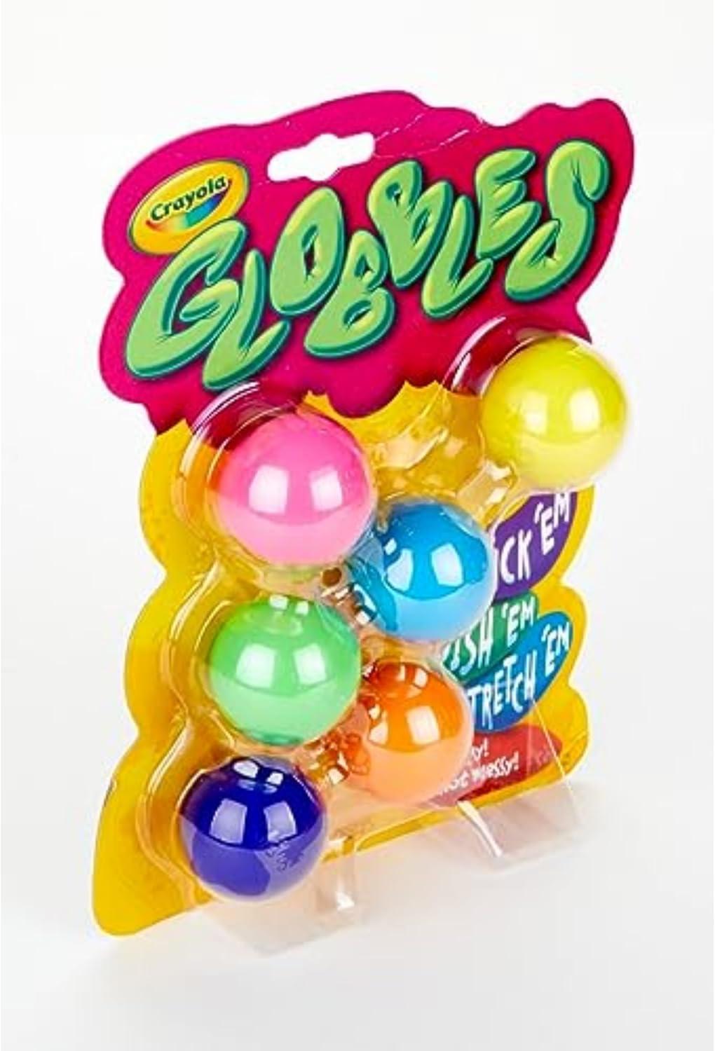 Crayola Globbles Fidget Toy (6ct), Stocking Stuffers for Kids, White Elephant Gifts, Sticky Stress Ball for Adults & Kids, Squishy Balls, Calming Sensory Toys for Stress Relief(6 Count (Pack of 1))