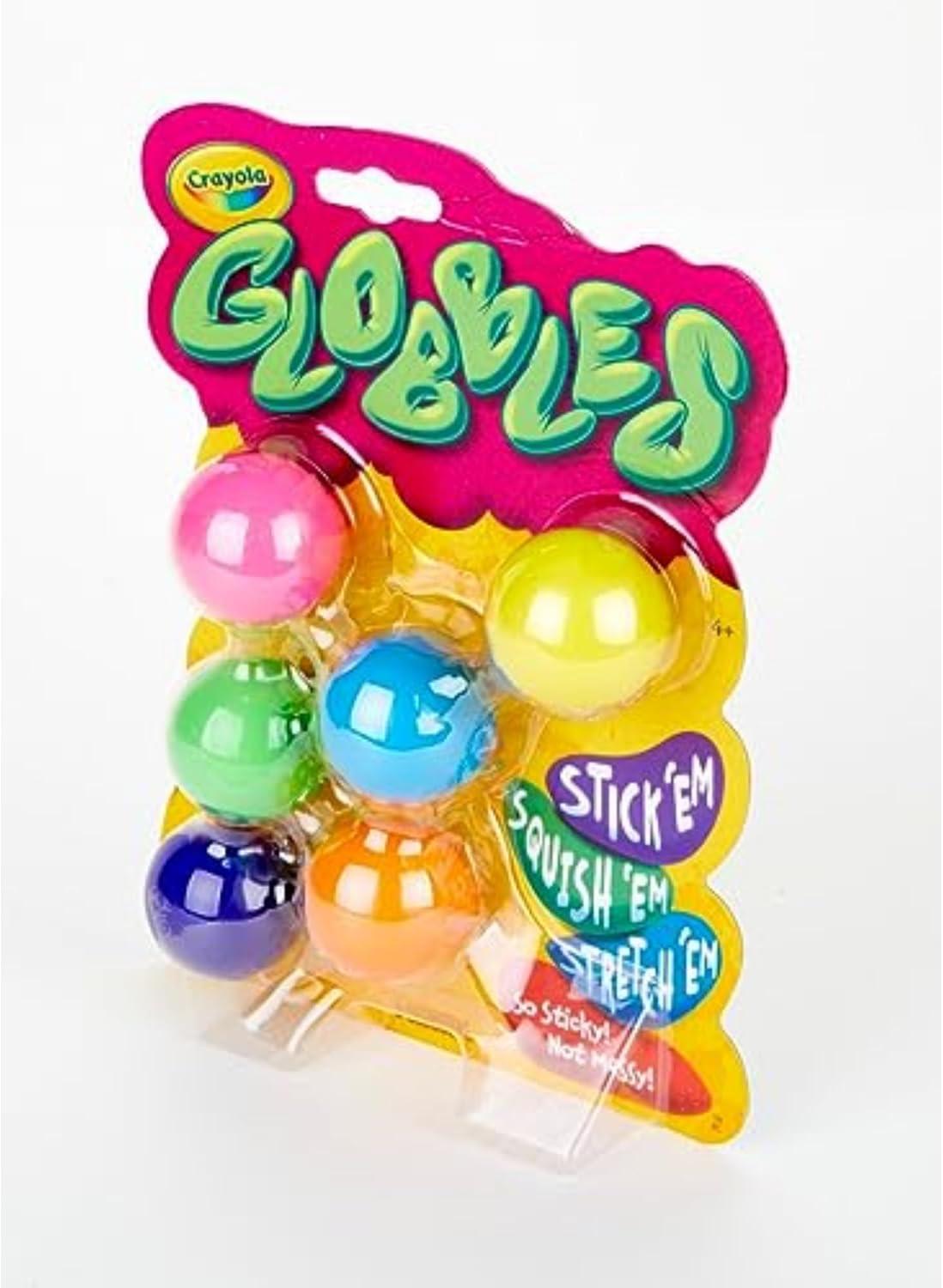 Crayola Globbles Fidget Toy (6ct), Stocking Stuffers for Kids, White Elephant Gifts, Sticky Stress Ball for Adults & Kids, Squishy Balls, Calming Sensory Toys for Stress Relief(6 Count (Pack of 1))