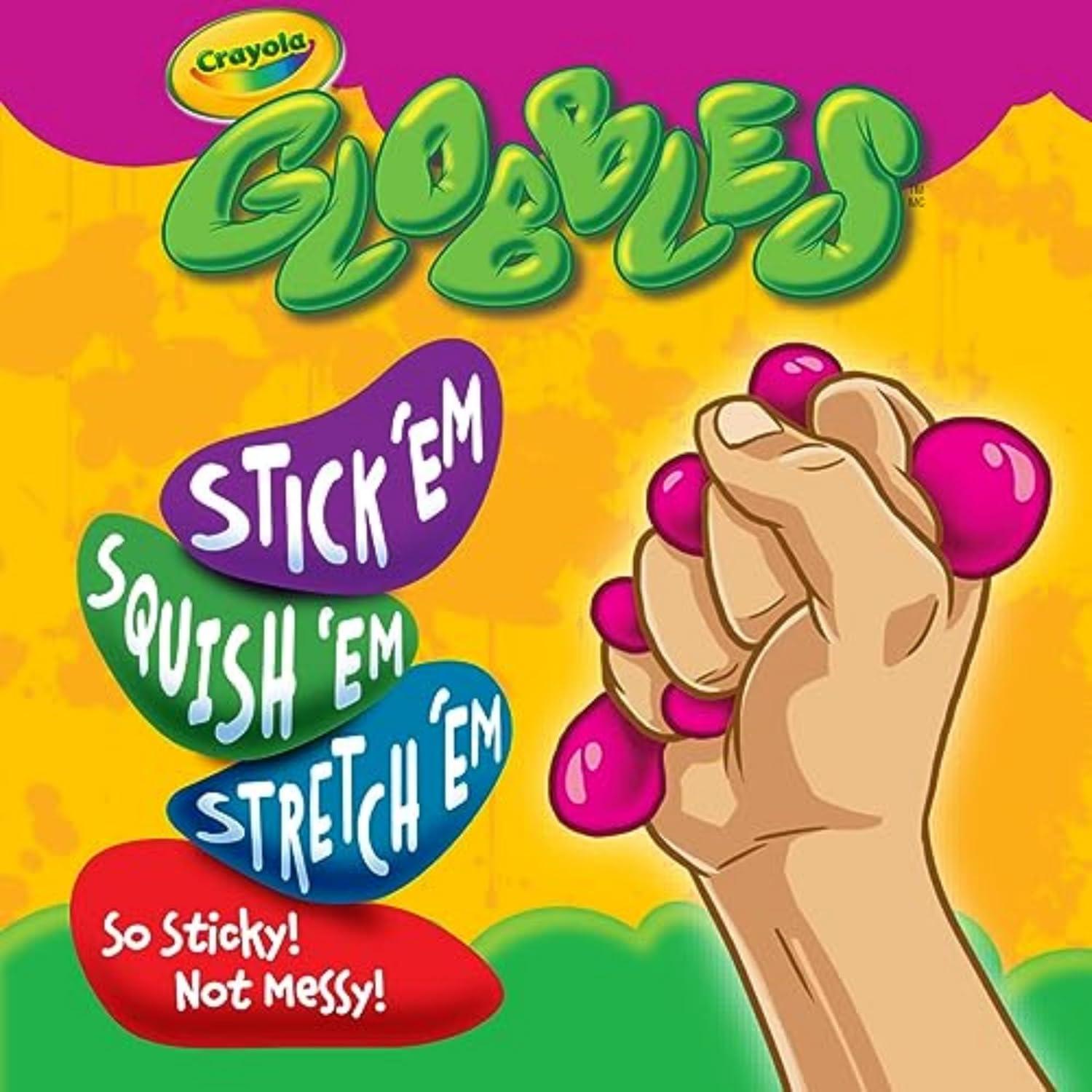 Crayola Globbles Fidget Toy (6ct), Stocking Stuffers for Kids, White Elephant Gifts, Sticky Stress Ball for Adults & Kids, Squishy Balls, Calming Sensory Toys for Stress Relief(6 Count (Pack of 1))