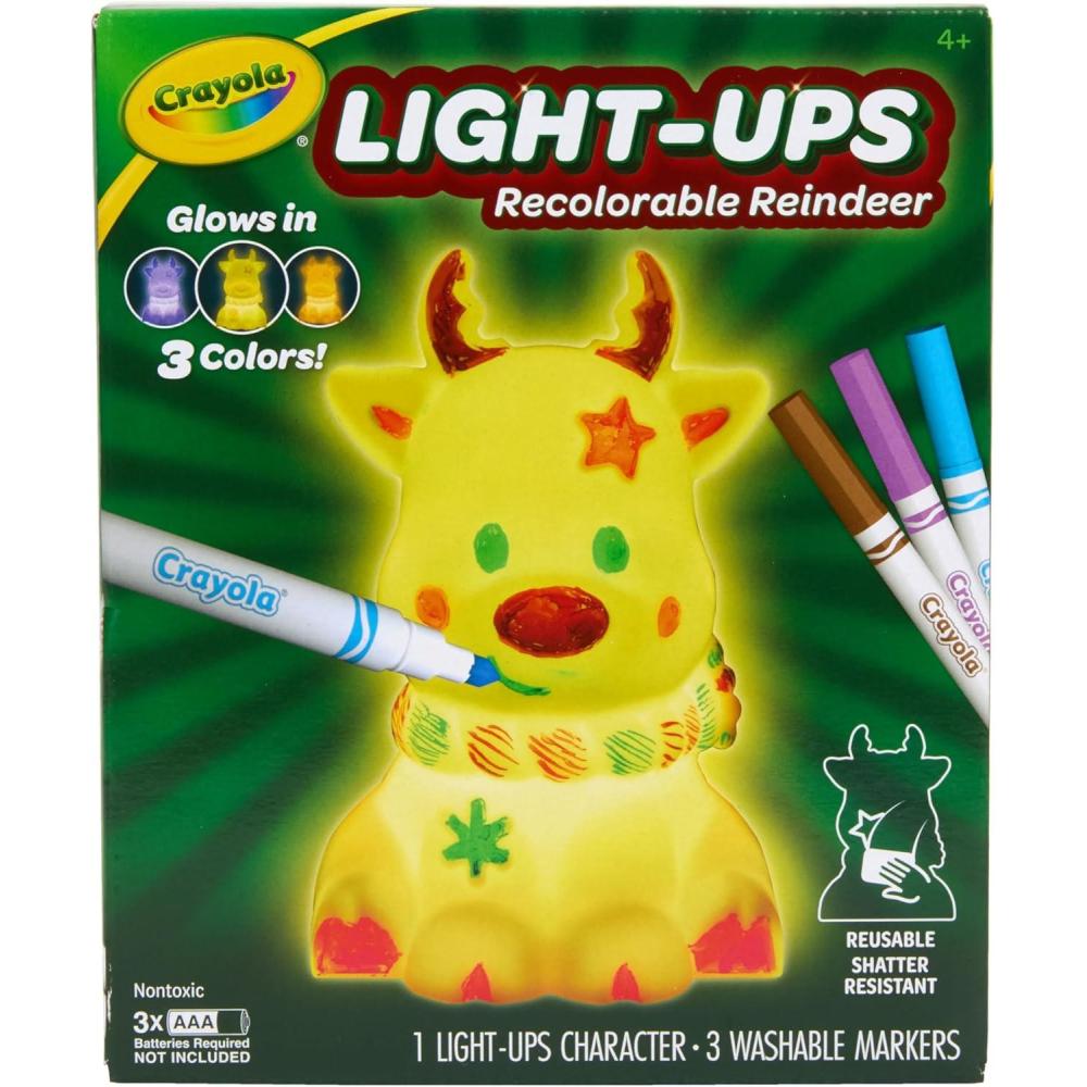 Crayola Light Ups Reindeer, Recolorable Light Up Toy for Kids, Reindeer Decor, Glow in the Dark, Holiday Gift for Kids, Ages 4+(Reindeer)