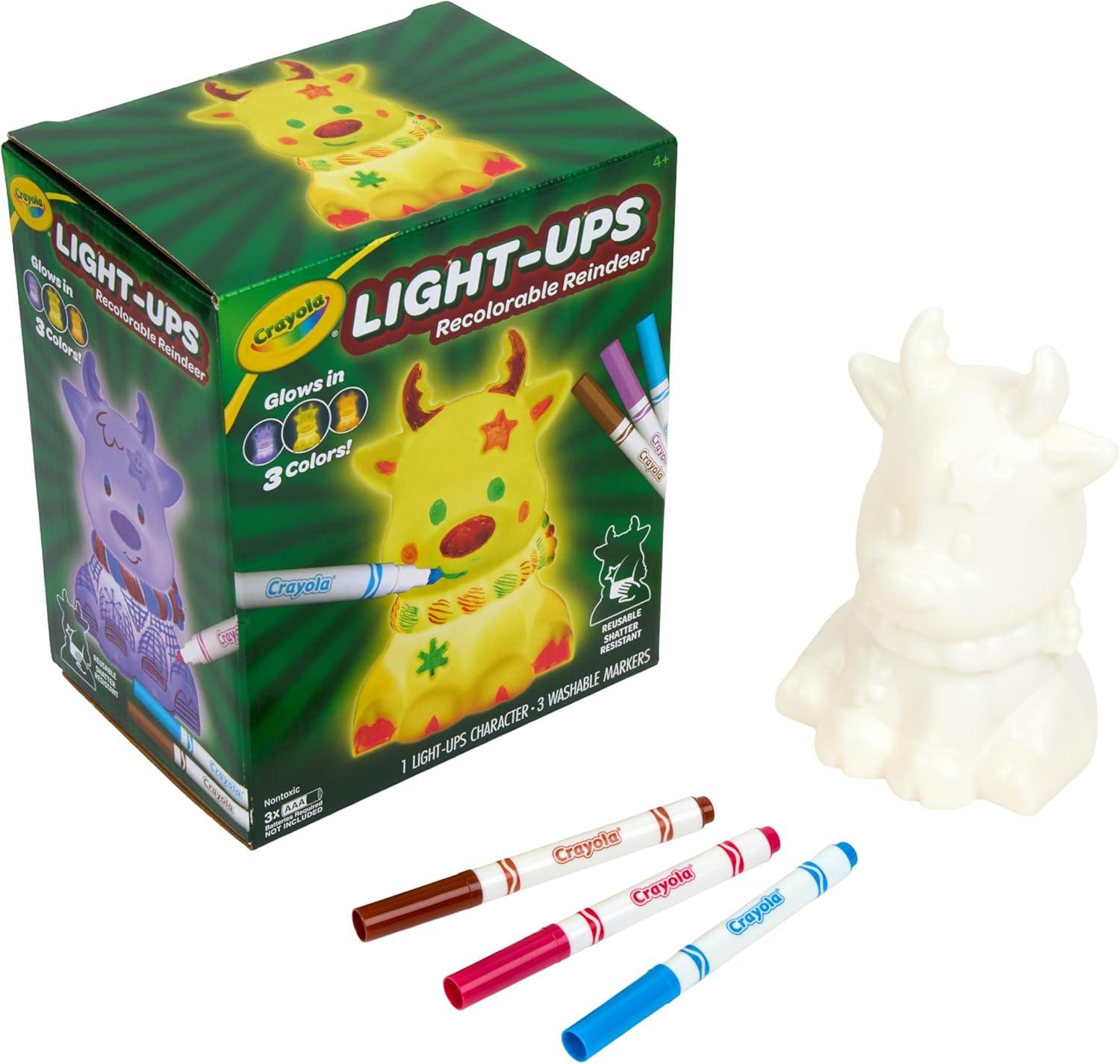 Crayola Light Ups Reindeer, Recolorable Light Up Toy for Kids, Reindeer Decor, Glow in the Dark, Holiday Gift for Kids, Ages 4+(Reindeer)