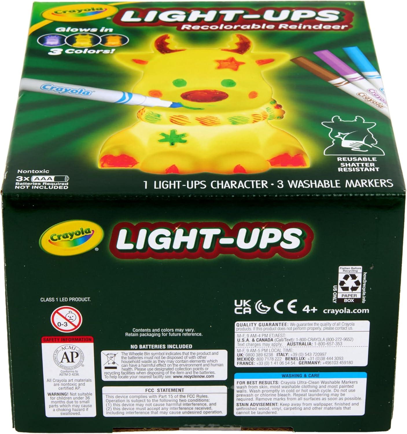 Crayola Light Ups Reindeer, Recolorable Light Up Toy for Kids, Reindeer Decor, Glow in the Dark, Holiday Gift for Kids, Ages 4+(Reindeer)