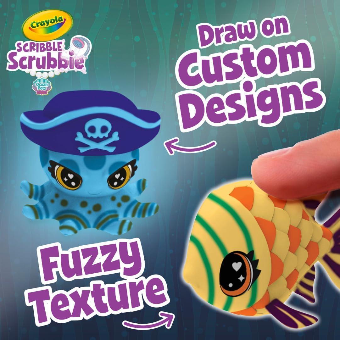 Crayola Scribble Scrubbie Peculiar Pets, Washable Pet Grooming Toy Set for Kids, DIY Toddler Arts & Crafts, Gifts for Girls & Boys, Ages 3+(Glow Lagoon)