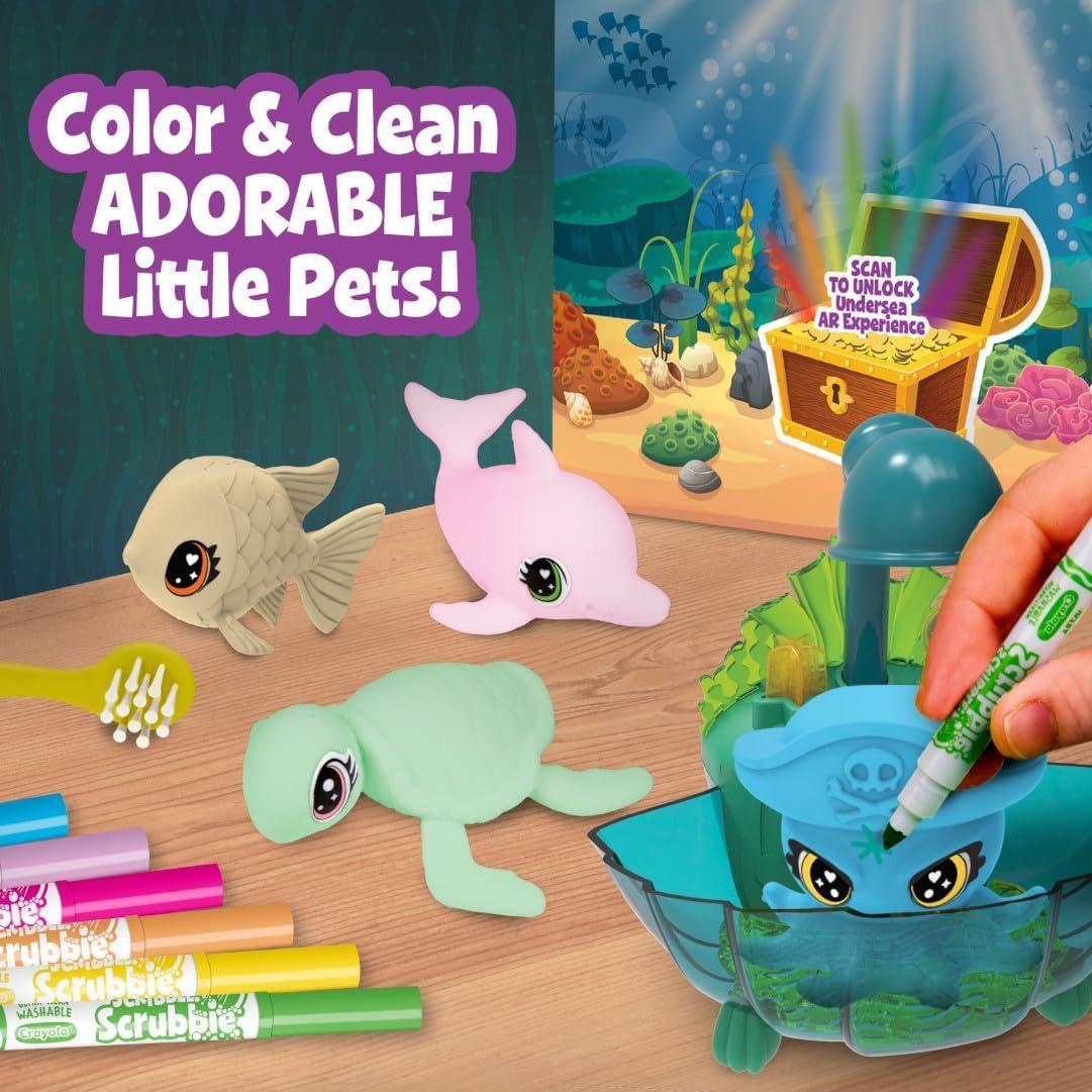 Crayola Scribble Scrubbie Peculiar Pets, Washable Pet Grooming Toy Set for Kids, DIY Toddler Arts & Crafts, Gifts for Girls & Boys, Ages 3+(Glow Lagoon)