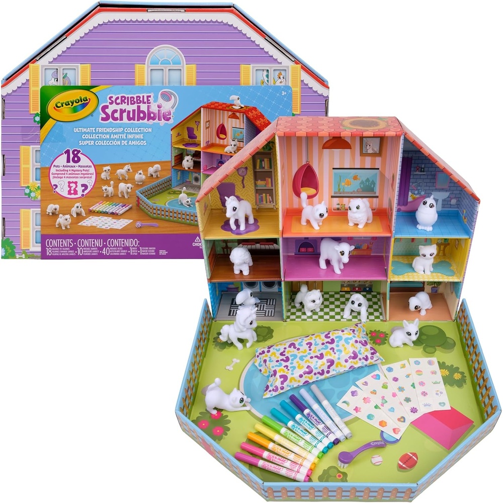Crayola Scribble Scrubbie Pets Friendship Collection, 18 Pets & 10 Markers | Reusable Coloring Arts and Crafts, Screen Free Mystery Toys, Holiday & Birthday Gifts for Kids, Ages 3+ [Amazon Exclusive]