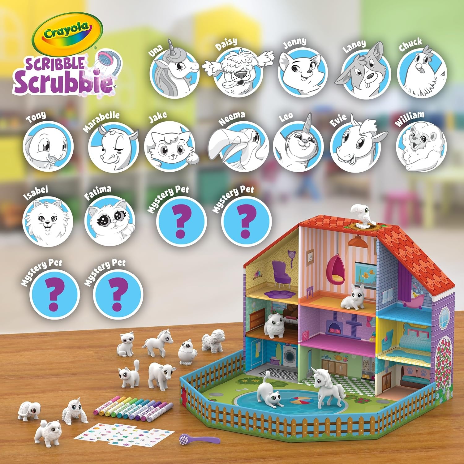 Crayola Scribble Scrubbie Pets Friendship Collection, 18 Pets & 10 Markers | Reusable Coloring Arts and Crafts, Screen Free Mystery Toys, Holiday & Birthday Gifts for Kids, Ages 3+ [Amazon Exclusive]