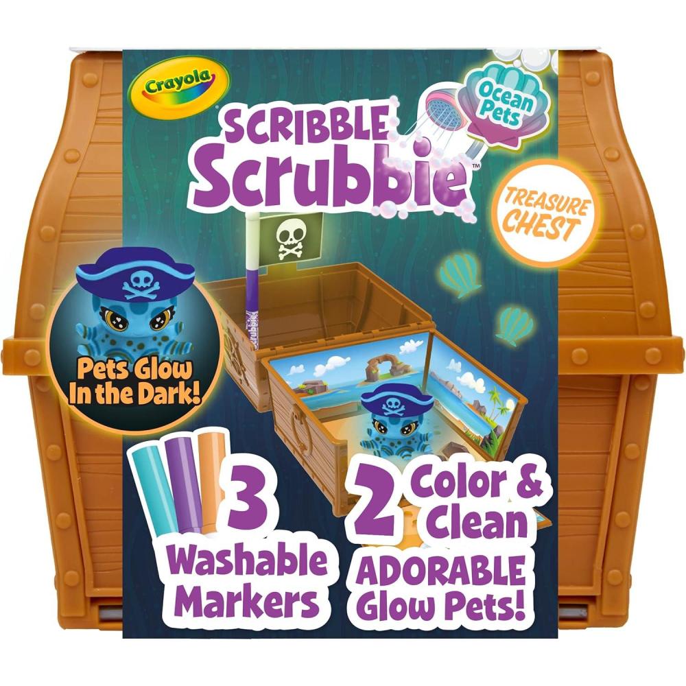 Crayola Scribble Scrubbie Pets Glow Ocean Playset, Toys for Boys & Girls, Gifts for Kids, Ages 3, 4, 5, 6(Glow Ocean Pets)