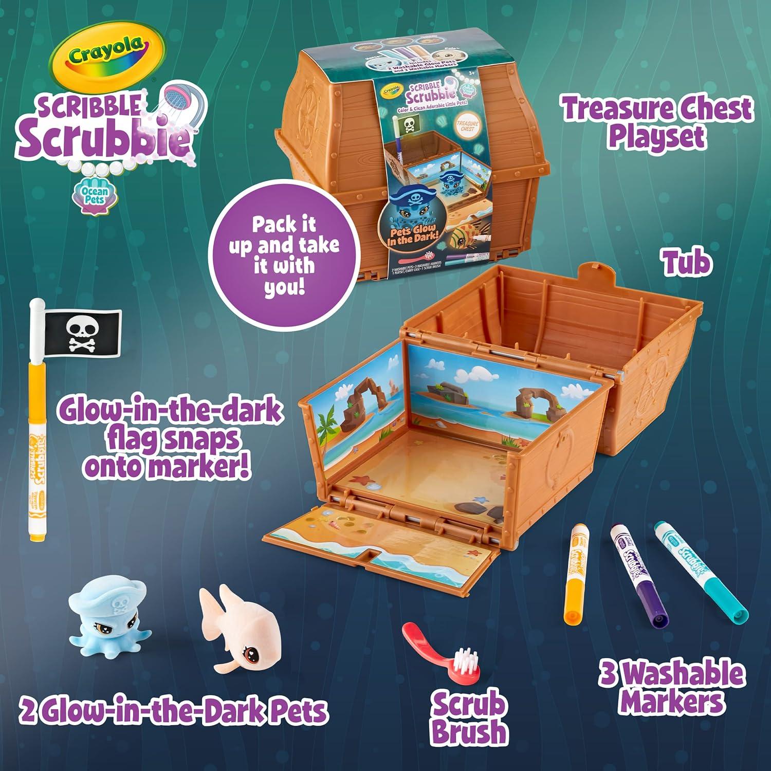 Crayola Scribble Scrubbie Pets Glow Ocean Playset, Toys for Boys & Girls, Gifts for Kids, Ages 3, 4, 5, 6(Glow Ocean Pets)