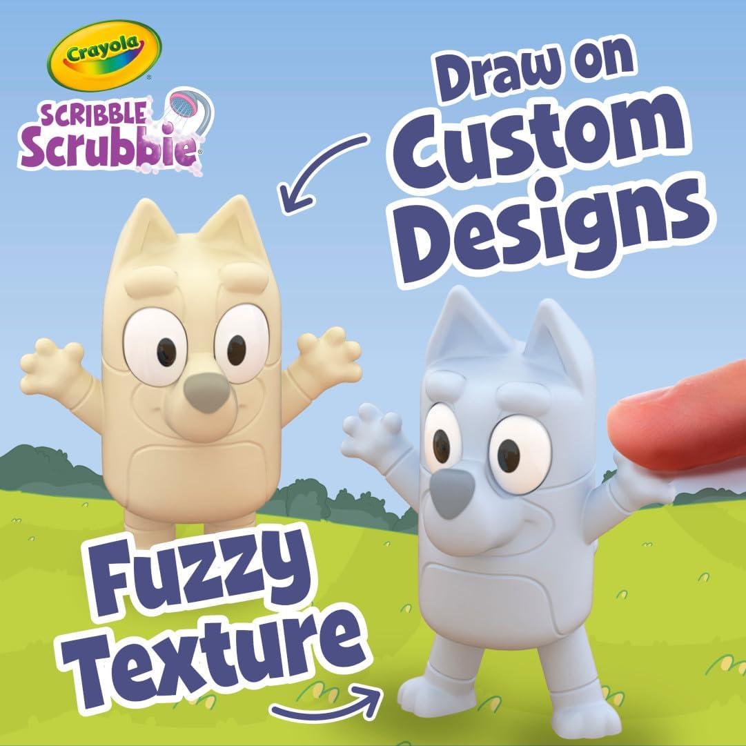 Crayola Scribble Scrubbies Bluey Poolside Playset (4ct), Washable Bluey Toy Set for Kids, Holiday for Toddlers, with Bingo, Chilli, and Bandit, Ages 3+(Deluxe)
