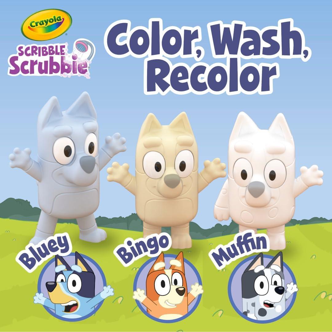 Crayola Scribble Scrubbies Bluey Poolside Playset (4ct), Washable Bluey Toy Set for Kids, Holiday for Toddlers, with Bingo, Chilli, and Bandit, Ages 3+(Deluxe)
