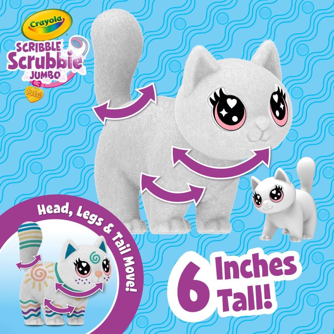 Crayola Scribble Scrubbie Jumbo Pet – Wilbur (6in), Customizable Dog Toy for Kids, Washable Animal Art Kit, Animal Gifts for Girls & Boys(Cat)