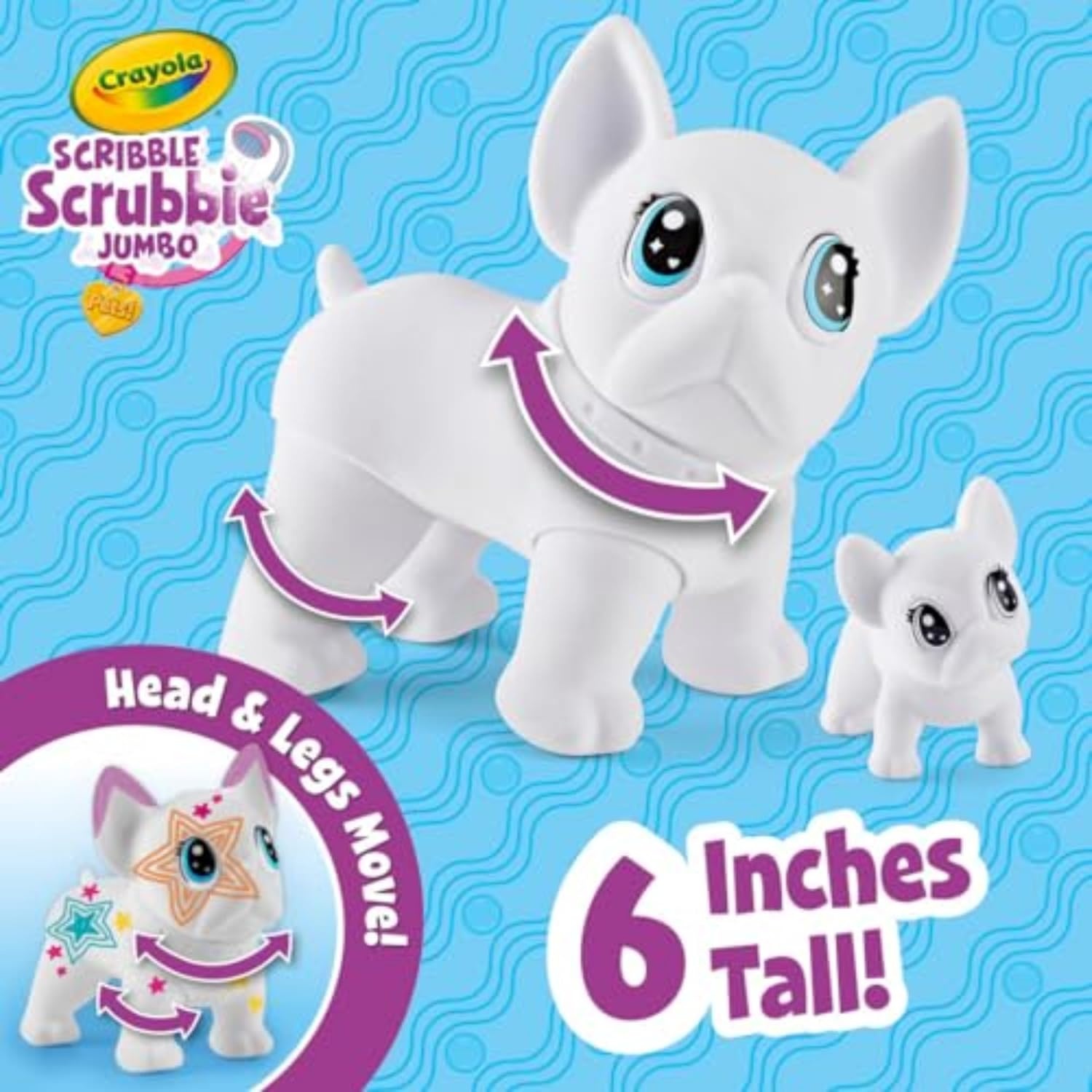 Crayola Jumbo (6 inch) Scribble Scrubbie Pets, Rory the Dino, Posable Kids Toy, Customizable Toy, Gift(Dog)