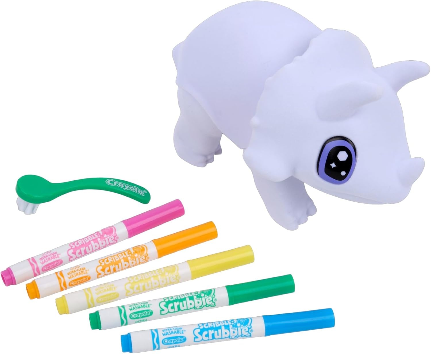 Crayola Jumbo (6 inch) Scribble Scrubbie Pets, Rory the Dino, Posable Kids Toy, Customizable Toy, Gift(Rhino)
