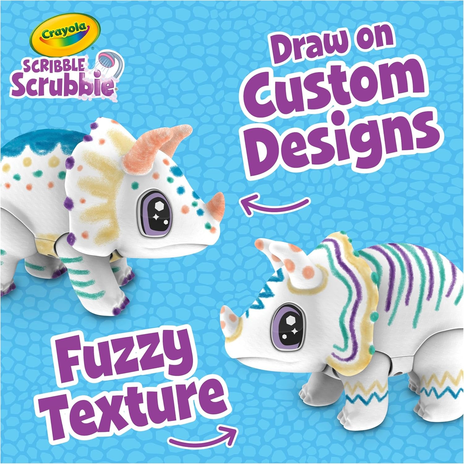 Crayola Jumbo (6 inch) Scribble Scrubbie Pets, Rory the Dino, Posable Kids Toy, Customizable Toy, Gift(Rhino)