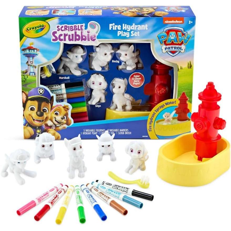 Crayola Scribble Scrubbie PAW Patrol Figurine Playset, Customizable PAW Patrol Toys & Gifts for Toddlers, Reusable Coloring Activity, Ages 3+(Paw Patrol Fire Hydrant Playset)