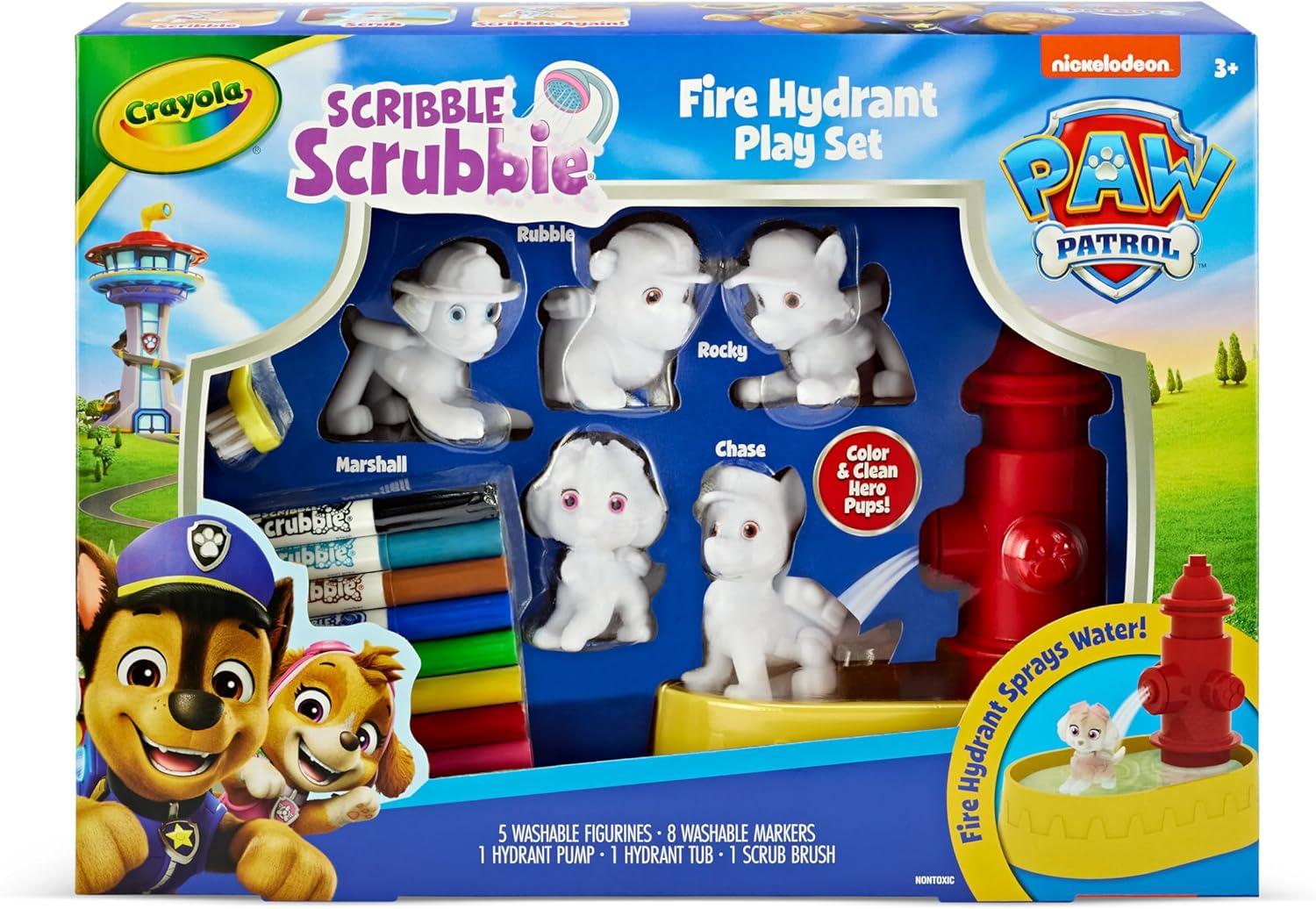 Crayola Scribble Scrubbie PAW Patrol Figurine Playset, Customizable PAW Patrol Toys & Gifts for Toddlers, Reusable Coloring Activity, Ages 3+(Paw Patrol Fire Hydrant Playset)
