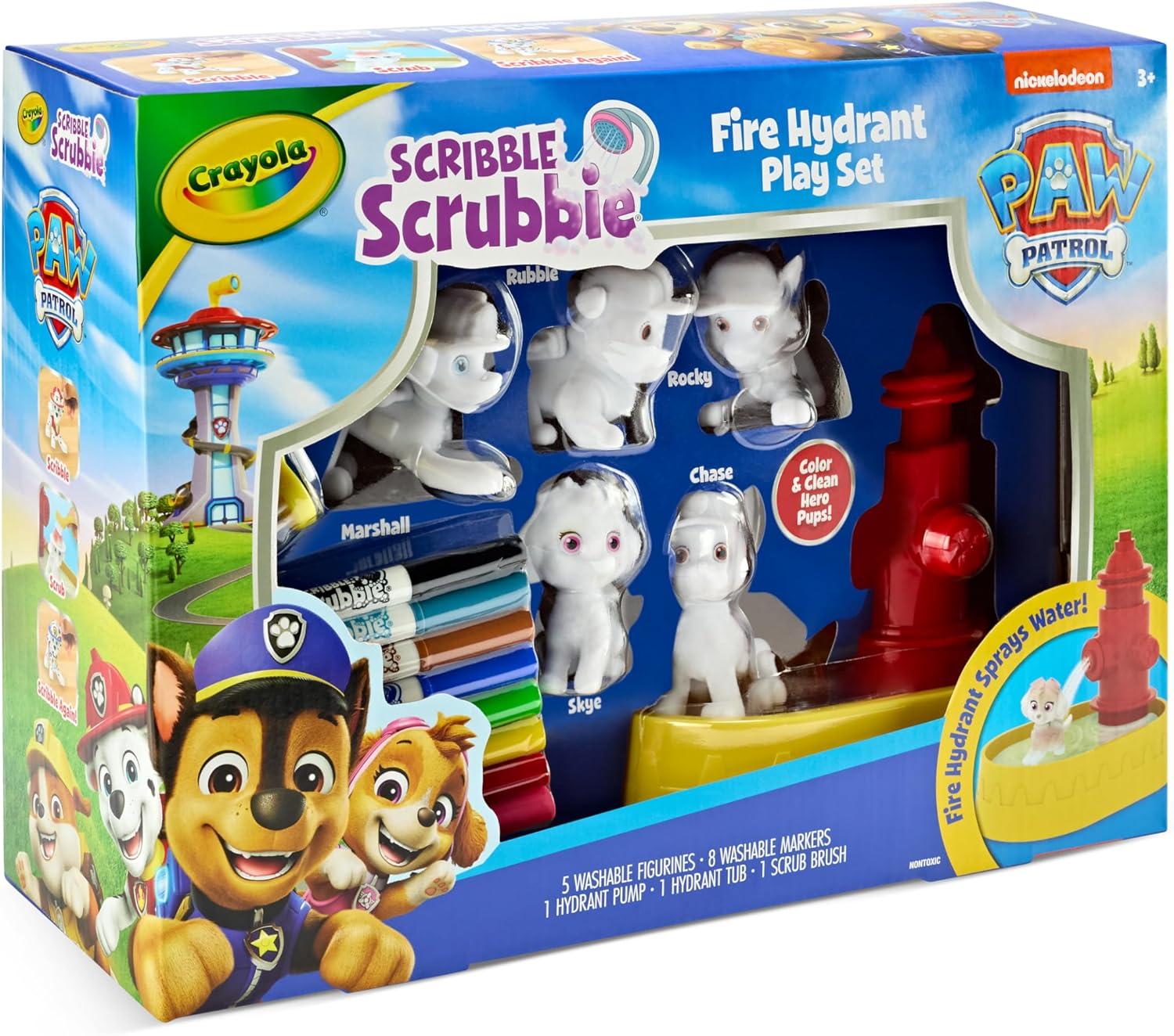 Crayola Scribble Scrubbie PAW Patrol Figurine Playset, Customizable PAW Patrol Toys & Gifts for Toddlers, Reusable Coloring Activity, Ages 3+(Paw Patrol Fire Hydrant Playset)