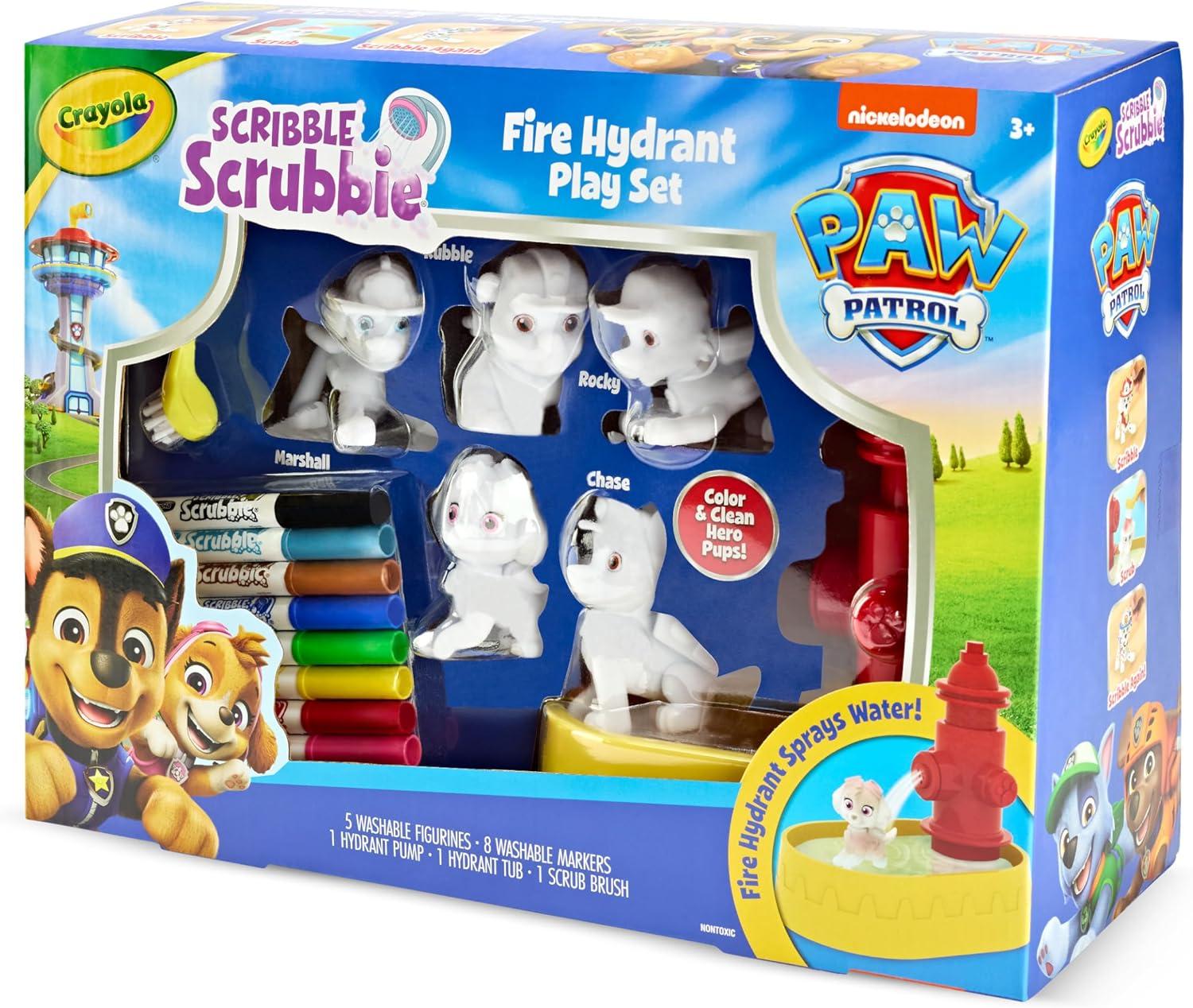 Crayola Scribble Scrubbie PAW Patrol Figurine Playset, Customizable PAW Patrol Toys & Gifts for Toddlers, Reusable Coloring Activity, Ages 3+(Paw Patrol Fire Hydrant Playset)