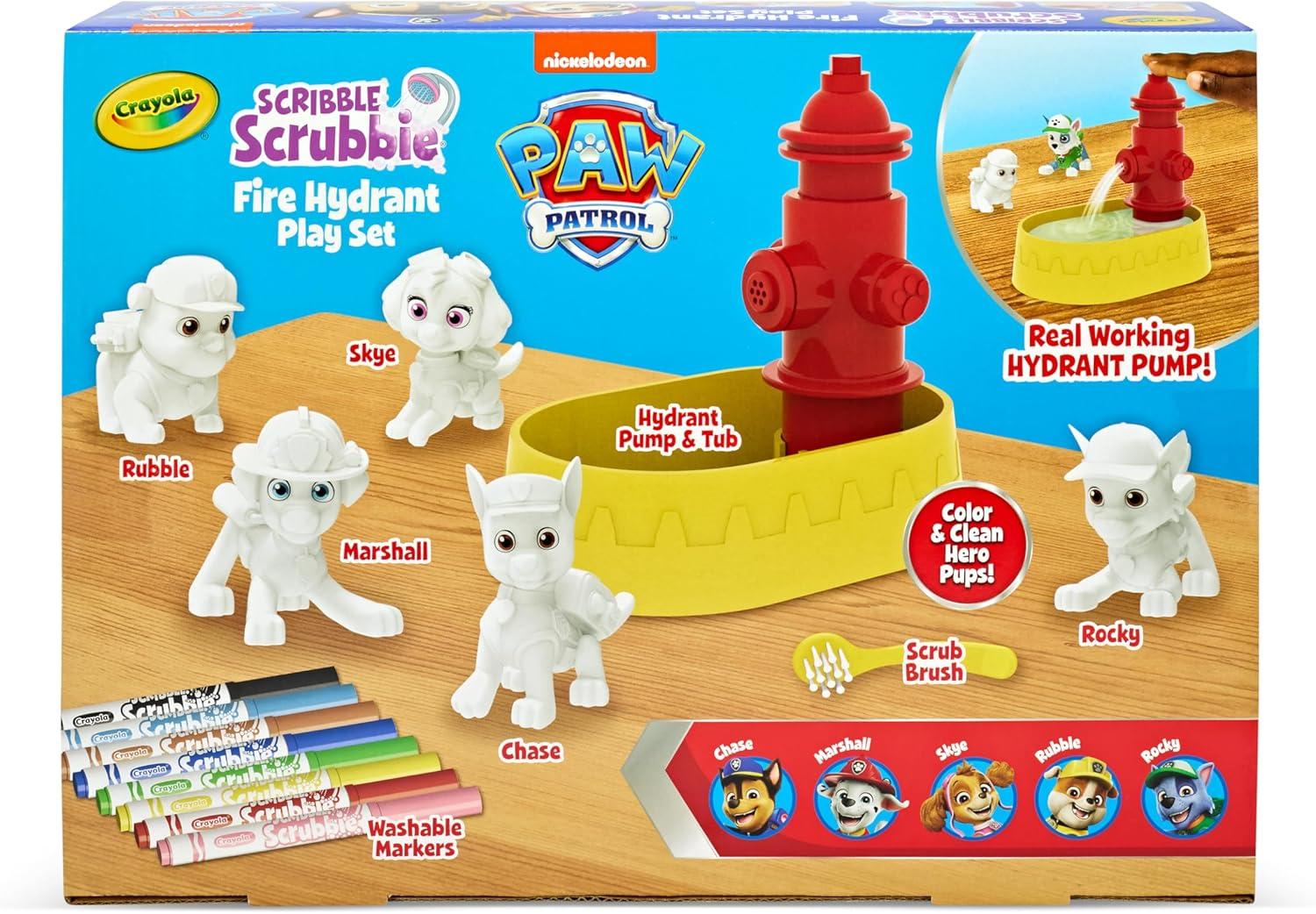 Crayola Scribble Scrubbie PAW Patrol Figurine Playset, Customizable PAW Patrol Toys & Gifts for Toddlers, Reusable Coloring Activity, Ages 3+(Paw Patrol Fire Hydrant Playset)