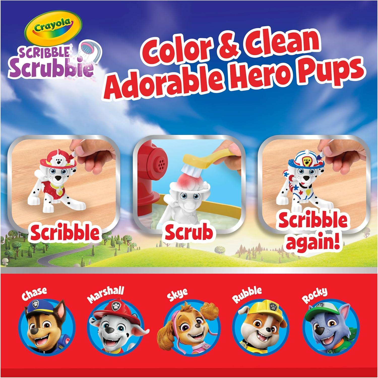Crayola Scribble Scrubbie PAW Patrol Figurine Playset, Customizable PAW Patrol Toys & Gifts for Toddlers, Reusable Coloring Activity, Ages 3+(Paw Patrol Fire Hydrant Playset)