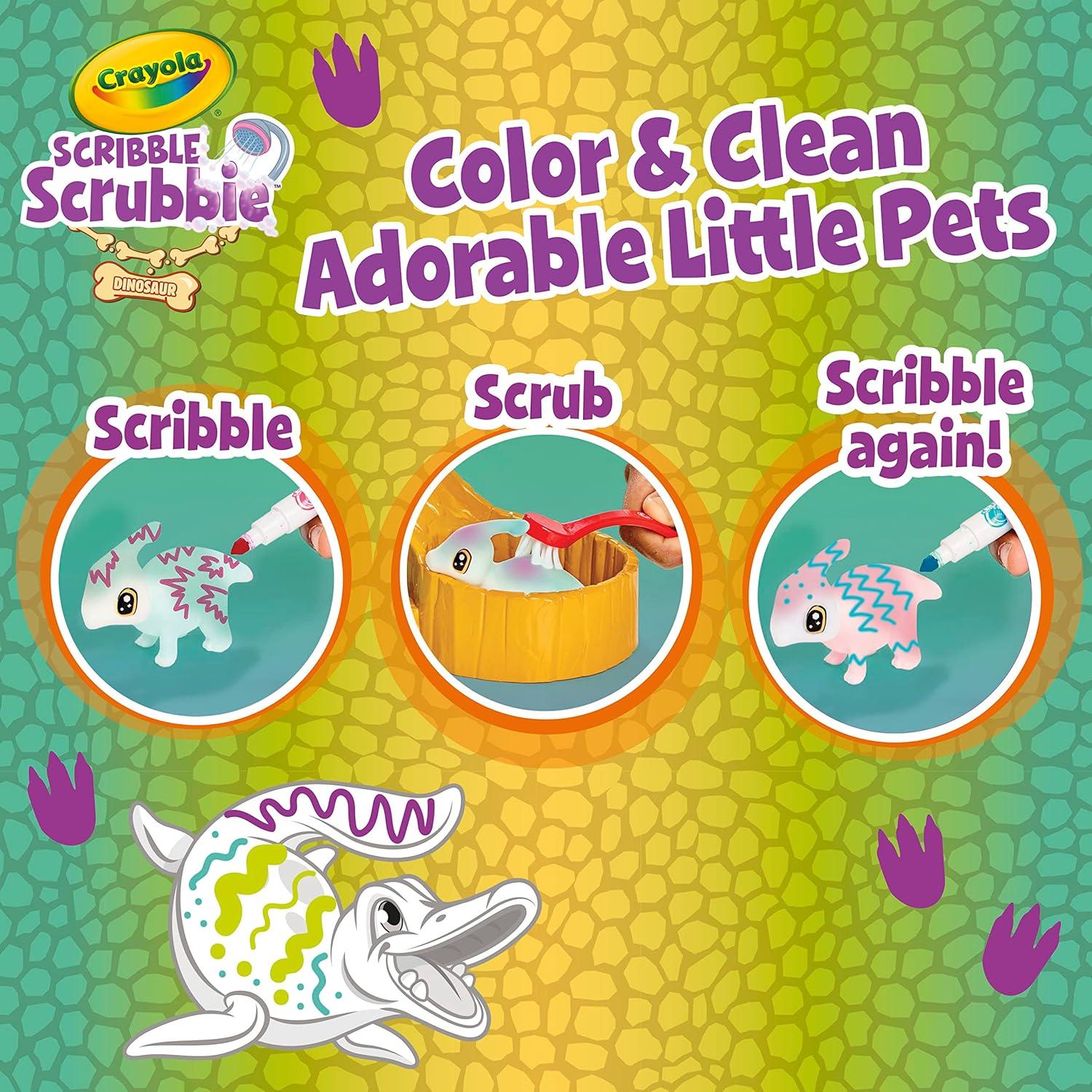 Crayola Scribble Scrubbie Peculiar Pets, Washable Pet Grooming Toy Set for Kids, DIY Toddler Arts & Crafts, Gifts for Girls & Boys, Ages 3+(Dinosaur Waterslide)