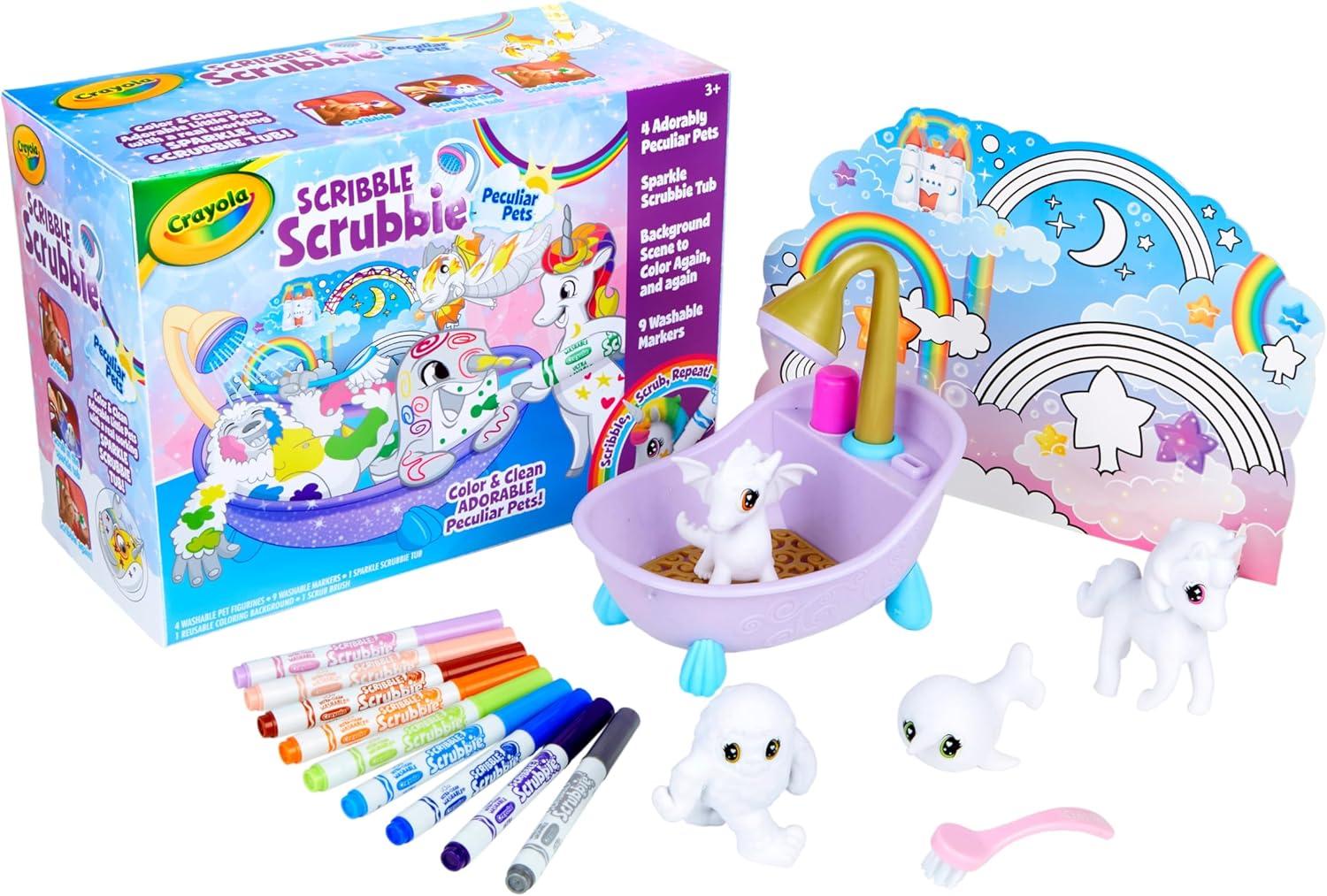 Crayola Scribble Scrubbie Peculiar Pets, Washable Pet Grooming Toy Set for Kids, DIY Toddler Arts & Crafts, Gifts for Girls & Boys, Ages 3+(Peculiar Pets)